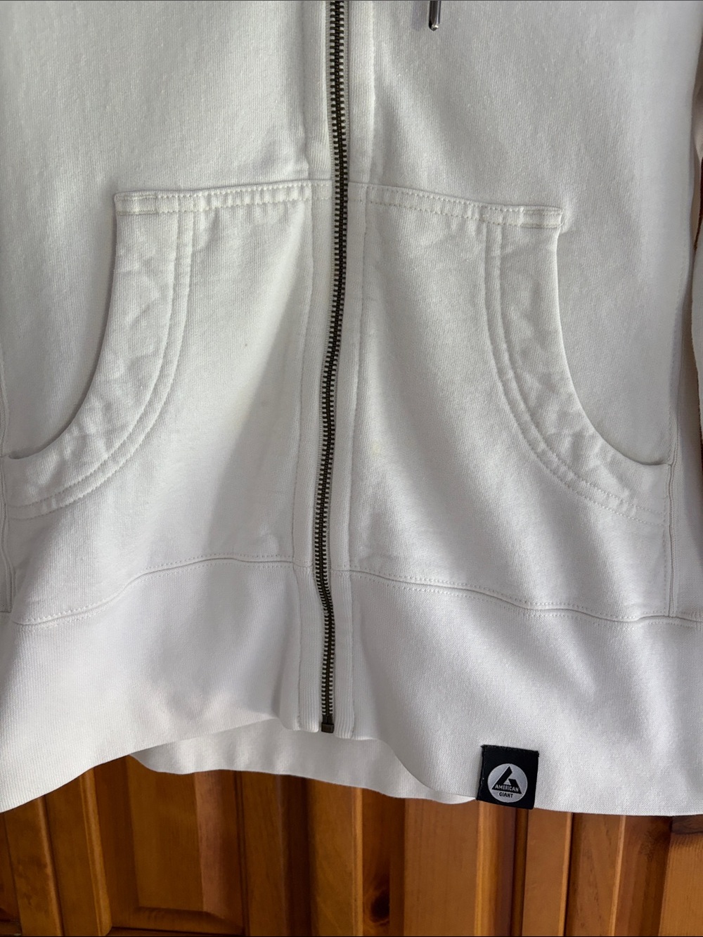 American Giant off  White Women's Zip Hoodie w/ Logo nice year round weight - Picture 4 of 9
